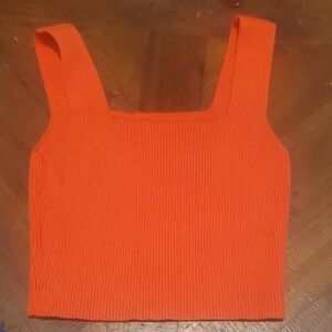 Bold Orange Ribbed Crop Top